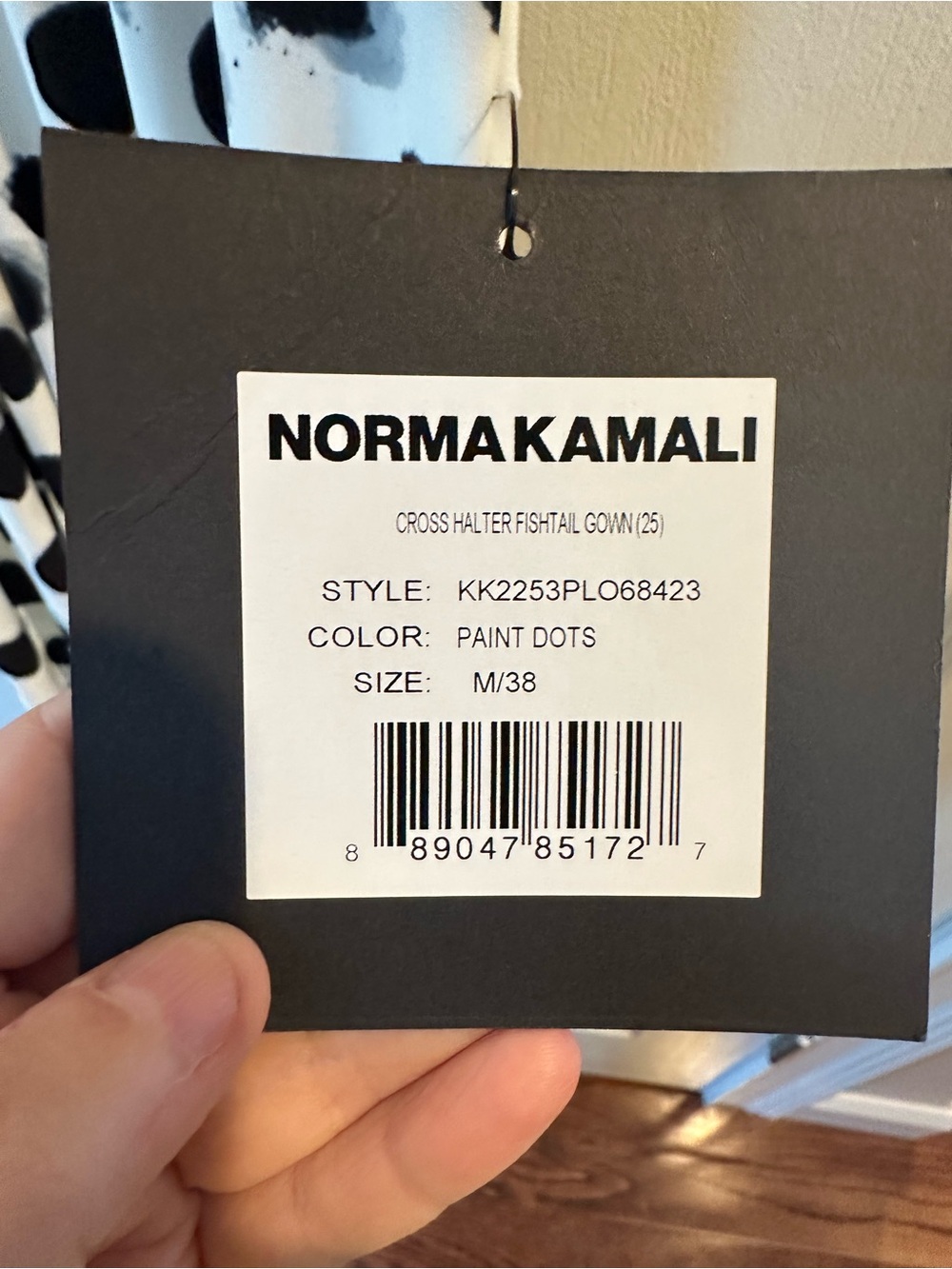 Norma Kamali Cross Halter Fishtail Gown in Paint Dots - Picture 5 of 6